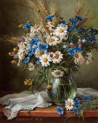 Картина маслом "Полевые цветы"